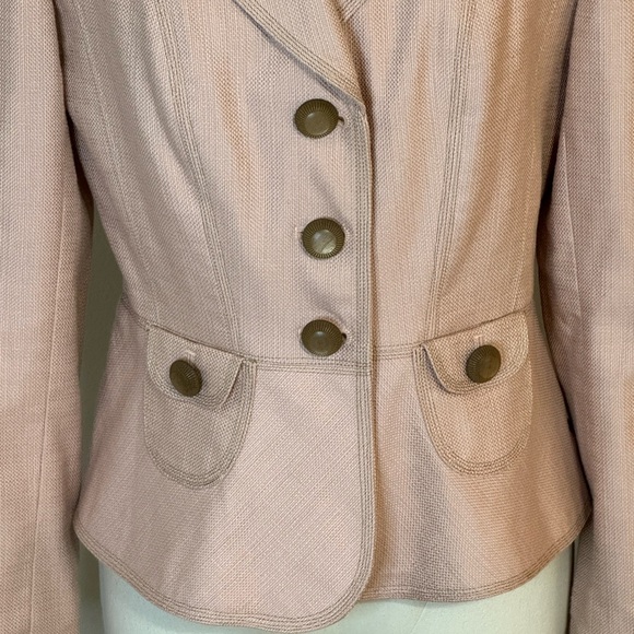 KAY UNGER Soft Pink Blazer Jacket Silk Cotton Size 4 Business Casual Work Party - Picture 3 of 7